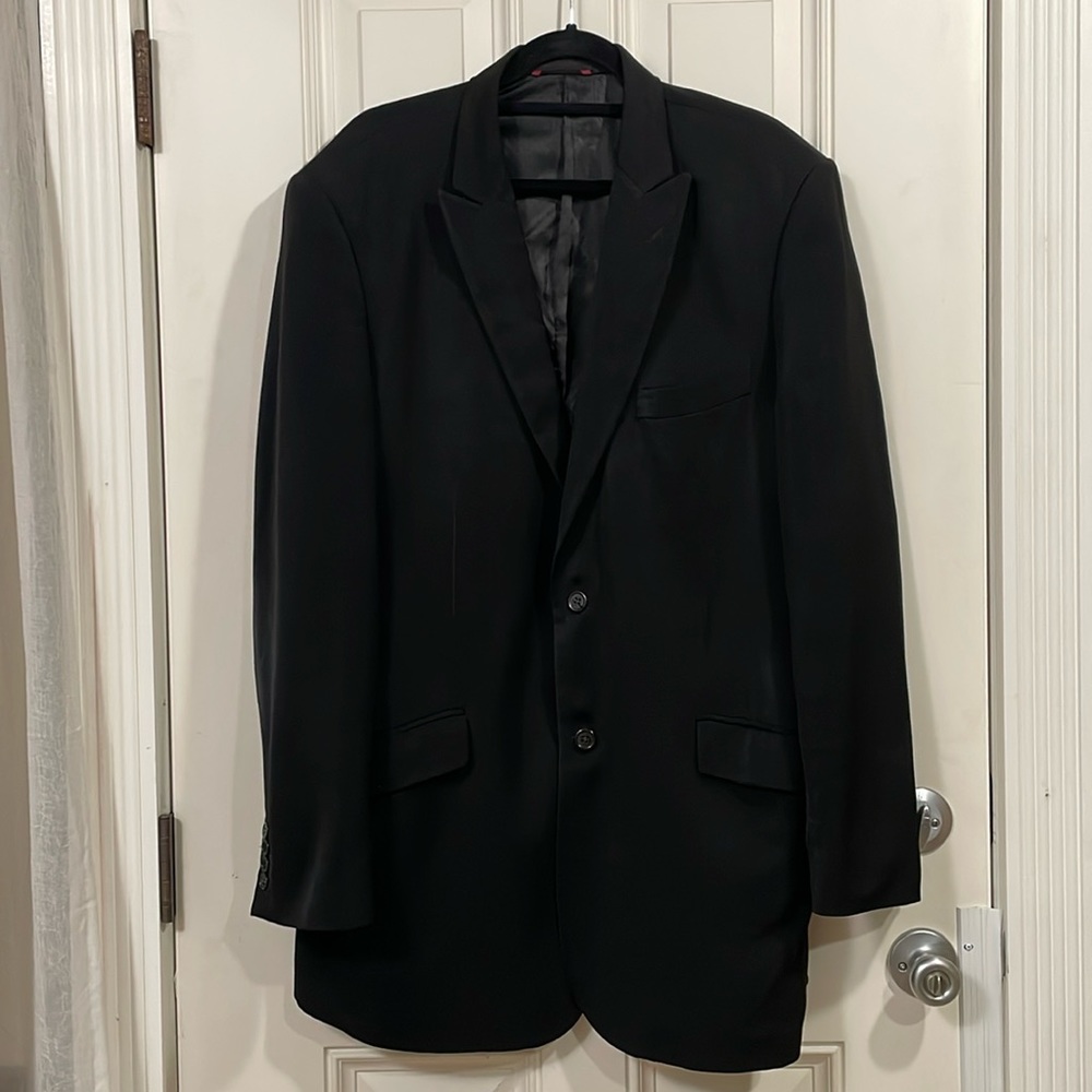 Black suit blazer size 44L. Excellent used condition; single breasted, 2 buttons